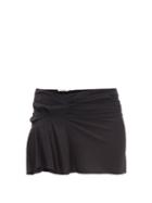Nensi Dojaka - Gathered-side Chiffon Mini Skirt - Womens - Black