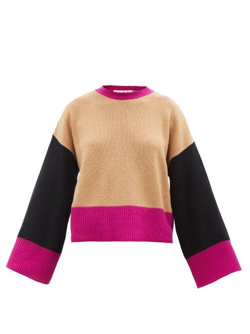 Marni - Colour-block Cashmere Sweater - Womens - Beige Multi