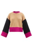 Marni - Colour-block Cashmere Sweater - Womens - Beige Multi
