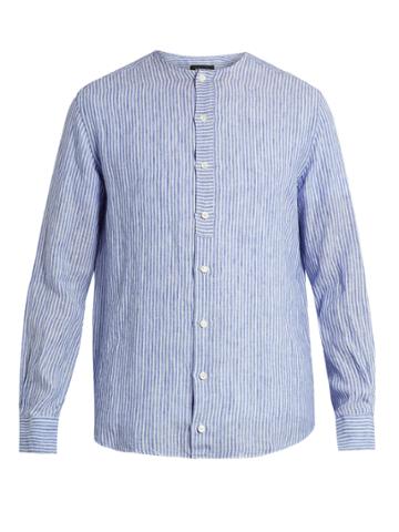 Helbers Long-sleeved Collarless Linen Shirt
