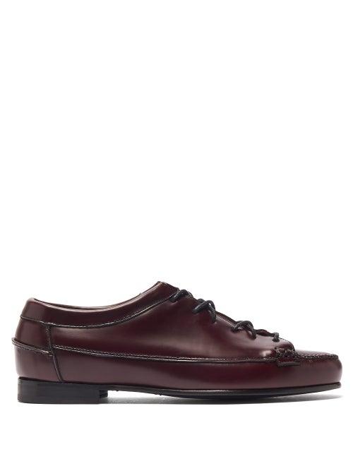 Matchesfashion.com Hereu - Priega Lace Up Leather Loafers - Womens - Burgundy