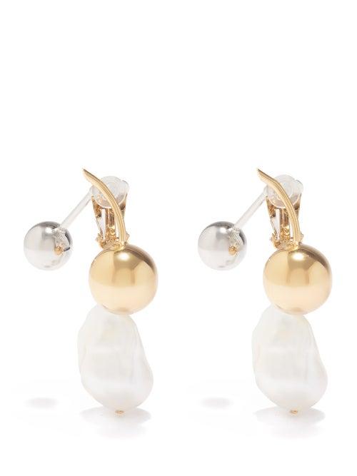 Colville - Pearl Gold-plated Drop Clip Earrings - Womens - Pearl