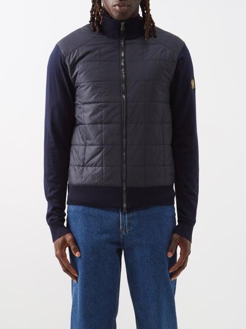 Belstaff - Kelbrook Quilted-front Merino Zip Cardigan - Mens - Navy