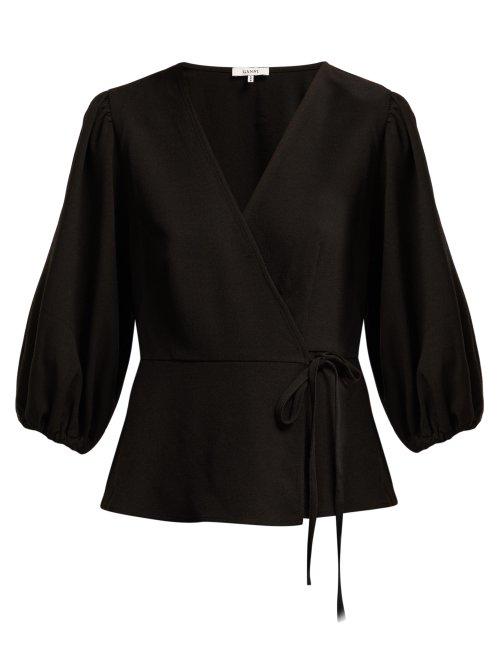 Matchesfashion.com Ganni - Clark Puff Sleeved Wrap Top - Womens - Black