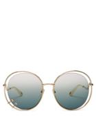 Matchesfashion.com Chlo - Carlina Oversized Round Sunglasses - Womens - Blue
