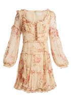 Zimmermann Corsair Frill Floral-print Silk-georgette Dress