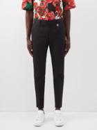 Dolce & Gabbana - Dg Logo Pendant Cotton-blend Trousers - Mens - Black
