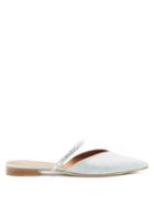 Matchesfashion.com Malone Souliers - Marla Crystal-embellished Lurex Backless Flats - Womens - Silver