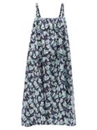 Matchesfashion.com Merlette - Akumal Floral-print Cotton-poplin Midi Dress - Womens - Blue Multi