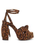 Matchesfashion.com Saint Laurent - Bianca Leopard-print Suede Platform Sandals - Womens - Leopard
