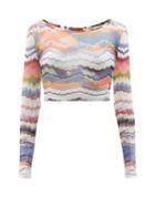 Ladies Beachwear Missoni Mare - Zigzag-print Cropped Mesh-jersey Top - Womens - Blue Multi