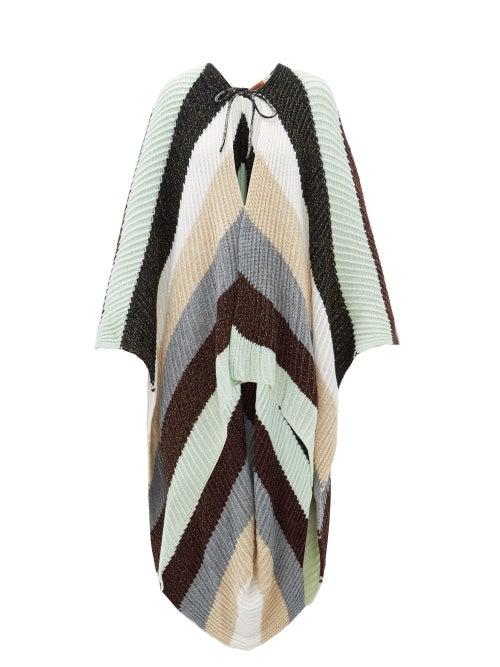 Matchesfashion.com Missoni - Striped Oversized Wool Blend Cape - Womens - Blue
