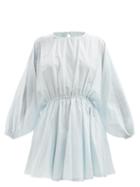 Loup Charmant - Kitta Open-back Organic-cotton Voile Mini Dress - Womens - Light Blue
