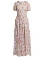 Brock Collection Lace Insert Floral-print Cotton Dress