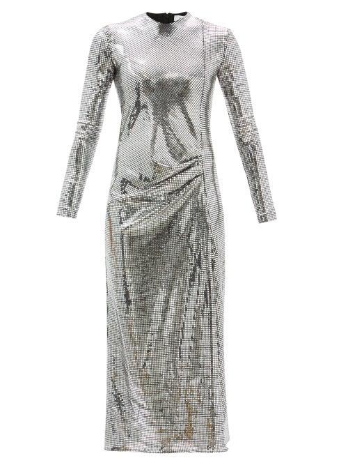 Matchesfashion.com Racil - Camille Gathered Mirrored Metallic-jersey Dress - Womens - Silver