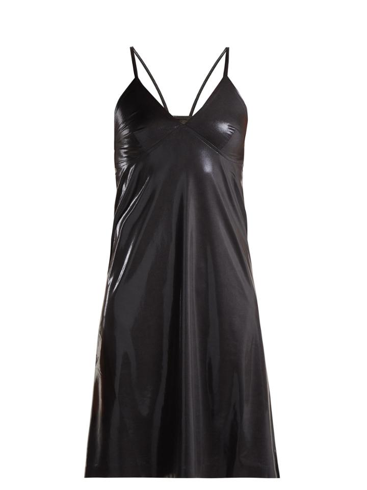 Norma Kamali V-neck Metallic Slip Dress