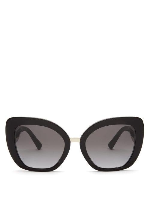 Matchesfashion.com Valentino - V Plaque Square Acetate Sunglasses - Womens - Black