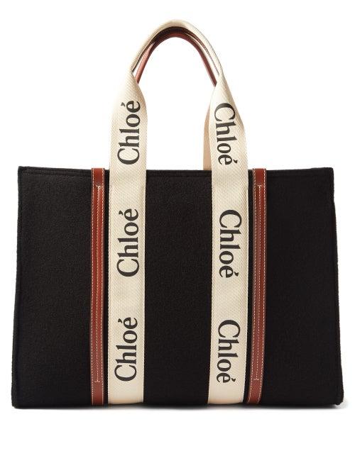 Chlo - Woody Large Wool-felt Tote Bag - Womens - Black