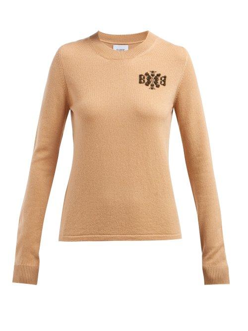 Matchesfashion.com Barrie - Crest Intarsia Cashmere Sweater - Womens - Camel