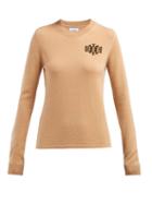 Matchesfashion.com Barrie - Crest Intarsia Cashmere Sweater - Womens - Camel