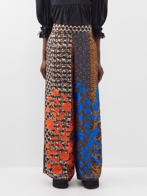 Biyan - Fyre Embroidered Printed Silk Trousers - Womens - Multi