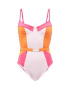 Matchesfashion.com Solid & Striped - The Spencer Colourblock Swimsuit - Womens - Pink Multi