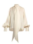 Matchesfashion.com The Row - Asta Pussy Bow Silk Blouse - Womens - Ivory