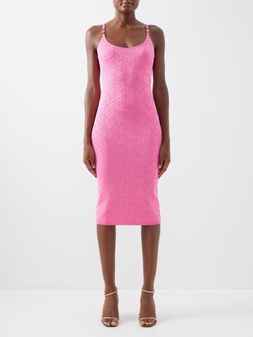 Versace - La Greca Jacquard Jersey Dress - Womens - Pink