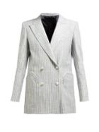Matchesfashion.com Blaz Milano - Stonedge Everyday Double Breasted Striped Blazer - Womens - Grey Stripe