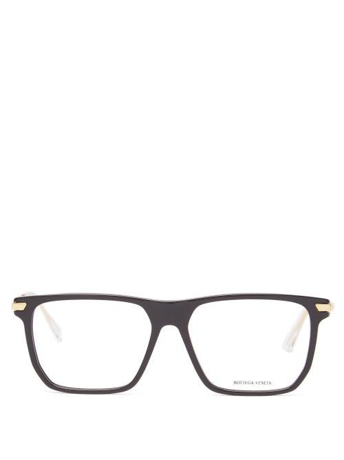 Bottega Veneta - Square Acetate Glasses - Mens - Black