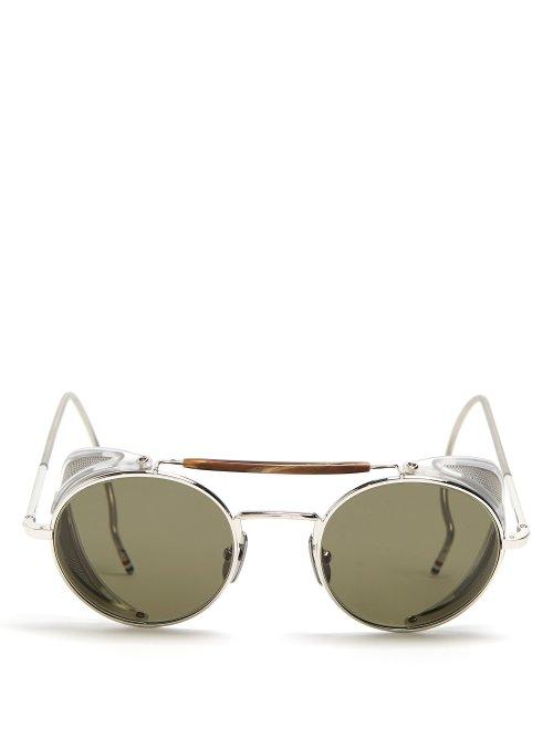 Matchesfashion.com Thom Browne - Round Frame Sunglasses - Mens - Silver