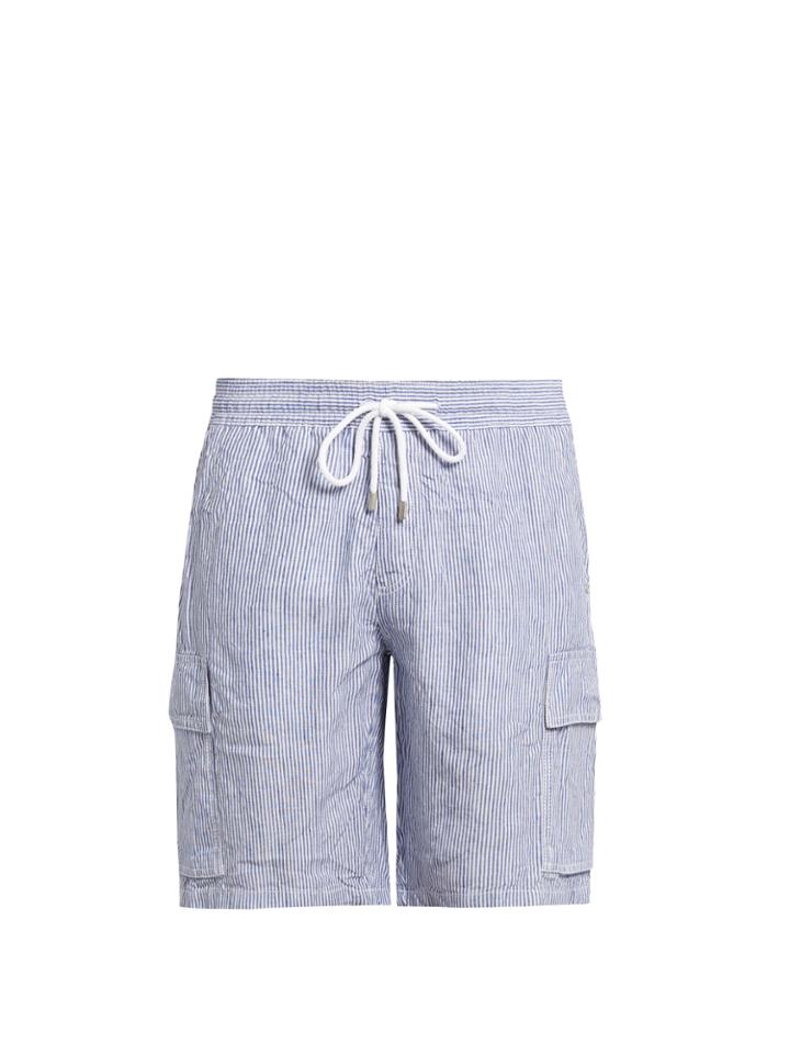 Vilebrequin Bermuda Striped Drawstring-waist Linen Shorts