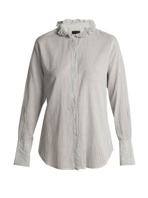 Matchesfashion.com Nili Lotan - Nola Cotton Twill Shirt - Womens - Light Blue