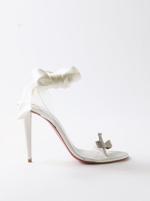 Christian Louboutin - Astrinodo 100 Ankle-tie Satin Sandals - Womens - Ivory