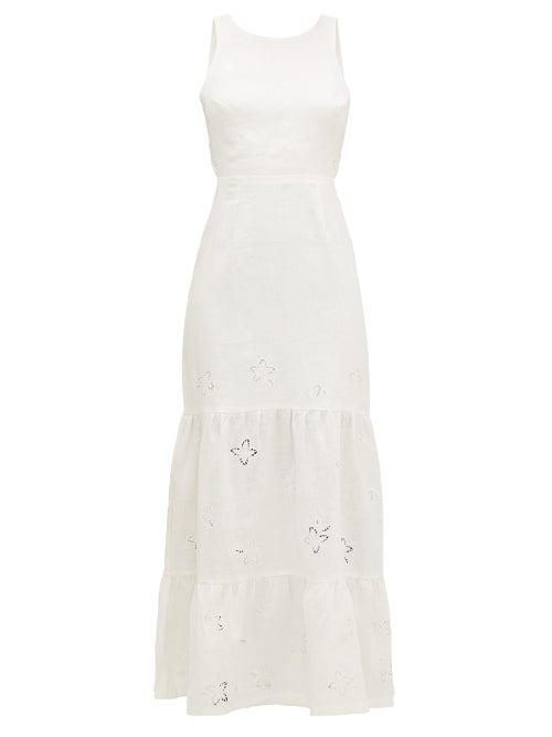 Matchesfashion.com Sir - Alena Broderie-anglaise Open-back Linen Dress - Womens - White