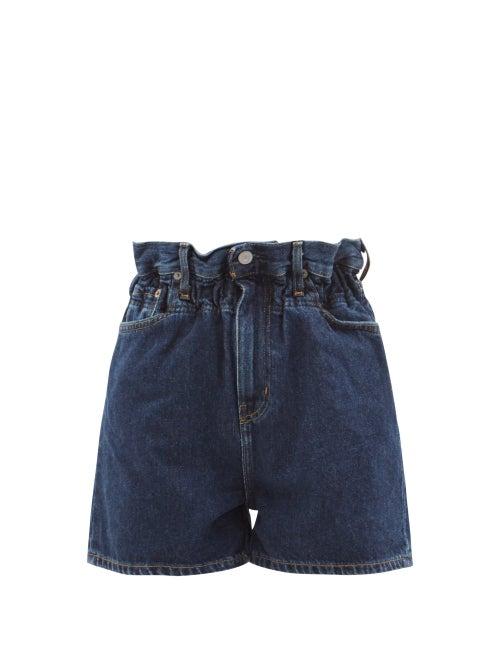 Matchesfashion.com Ganni - X Levi's Paperbag Denim Shorts - Womens - Dark Denim