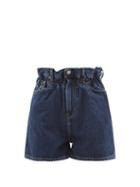 Matchesfashion.com Ganni - X Levi's Paperbag Denim Shorts - Womens - Dark Denim