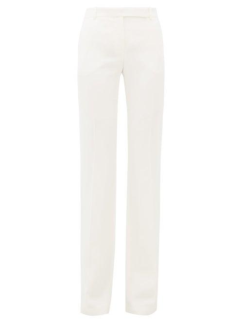 Matchesfashion.com Alexander Mcqueen - Leaf Flared Cuff Crepe Trousers - Womens - Ivory