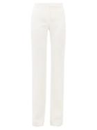 Matchesfashion.com Alexander Mcqueen - Leaf Flared Cuff Crepe Trousers - Womens - Ivory