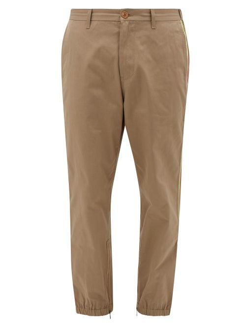 Matchesfashion.com Gucci - Gg Web-stripe Cotton Chinos - Mens - Beige