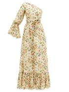 Matchesfashion.com Borgo De Nor - Regina Fil-coup Floral-print Silk-blend Dress - Womens - Yellow Multi
