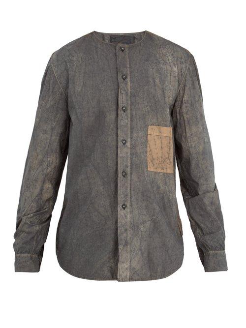 Matchesfashion.com By Walid - Collarless Abstract Print Cotton Blend Shirt - Mens - Black