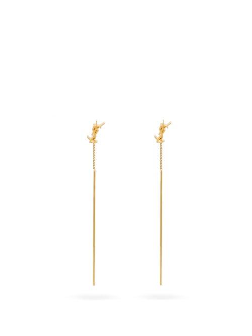 Matchesfashion.com Saint Laurent - Ysl-logo Drop Earrings - Womens - Gold