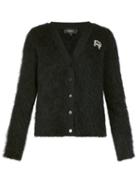 Matchesfashion.com Rochas - Crystal Logo Embellished Mohair Cardigan - Womens - Black