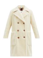Matchesfashion.com Burberry - Selby Double-breasted Wool-blend Fleece Coat - Womens - Ivory