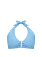 Matchesfashion.com Heidi Klein - Cairns Pintucked Halter Neck Bikini Top - Womens - Light Blue