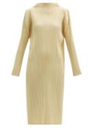 Matchesfashion.com Pleats Please Issey Miyake - High-neck Technical-pleated Midi Dress - Womens - Cream