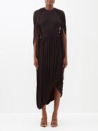 Loewe - Shawl-back Draped-georgette Midi Dress - Womens - Black