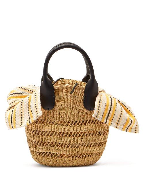 Matchesfashion.com Muu - Mini Tina Woven Straw Basket Bag - Womens - Yellow Multi