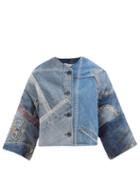By Walid - Bella Upcycled Topstitched Denim Jacket - Womens - Denim